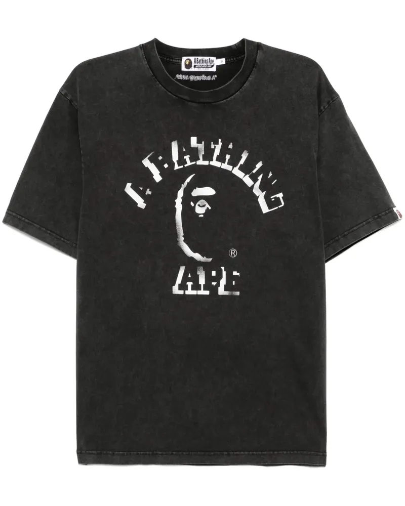 BAPE Stückgefärbtes T-Shirt mit Graffiti-Print - Schwarz Schwarz