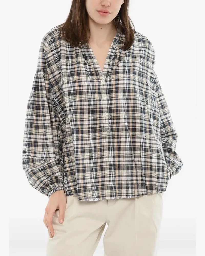 Woolrich checked V-neck blouse - Nude Nude