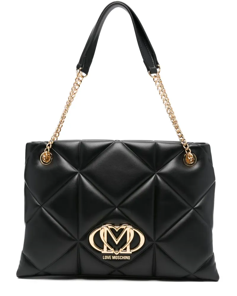 Moschino Gesteppte Schultertasche - Schwarz Schwarz