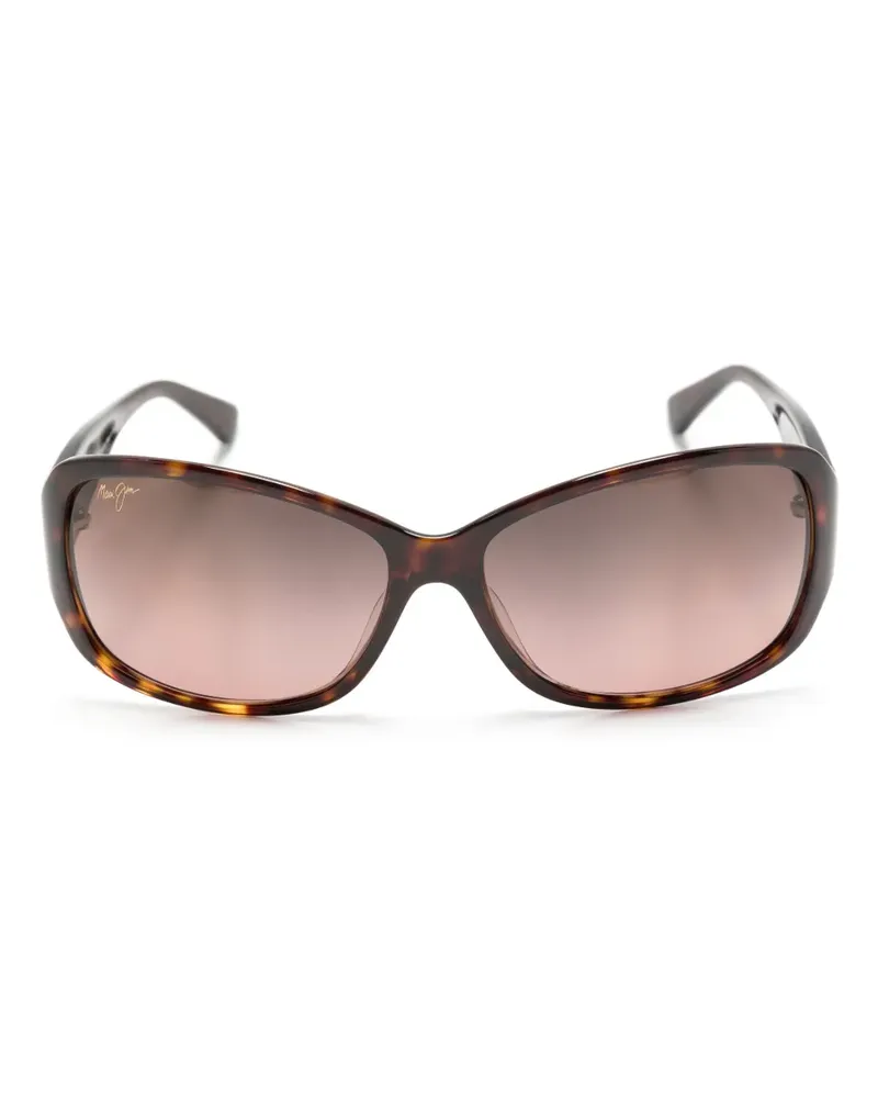 Maui Jim Eckige Sonnenbrille in Schildpattoptik - Braun Braun