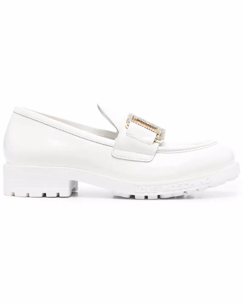 Moschino Loafer mit Logo-Schild - Weiß Weiß