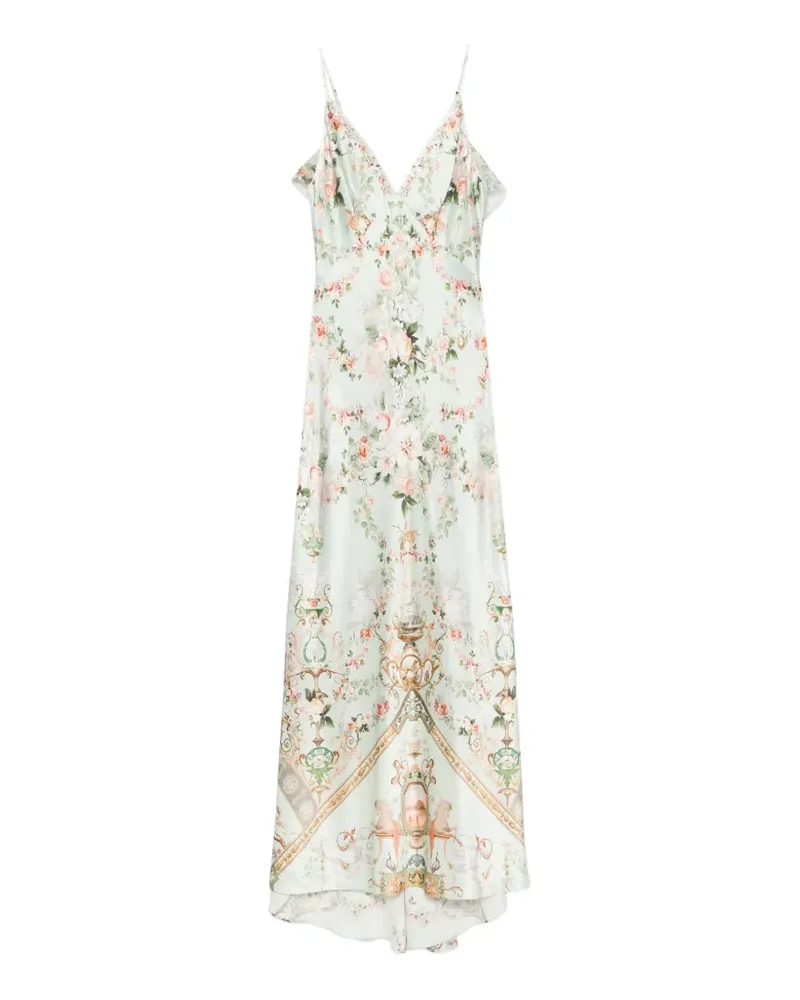 Camilla Maxikleid mit Blumenprint - Grün Grün