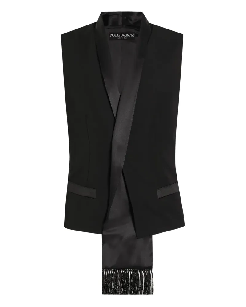 Dolce & Gabbana Weste mit Satinrevers - Schwarz Schwarz
