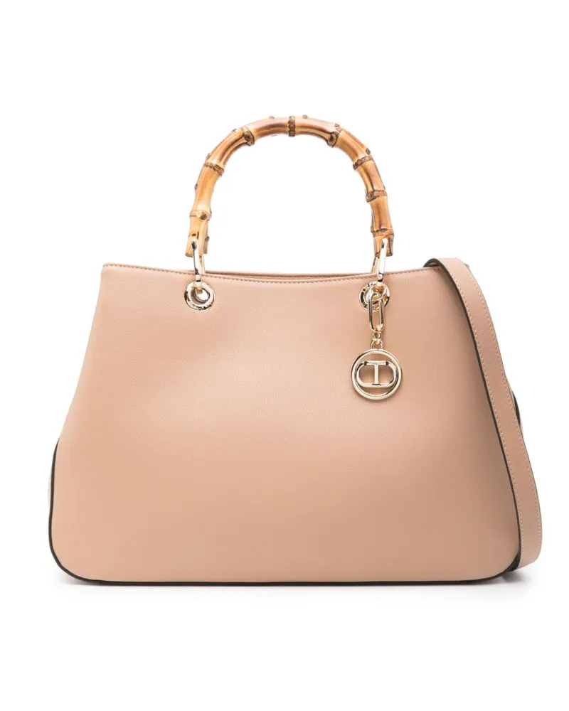 Twin-Set Shopper mit Logo-Anhänger - Nude Nude