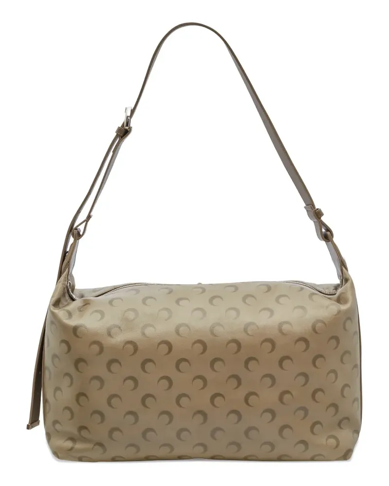 Marine Serre faded moon leather messenger bag - Nude Nude