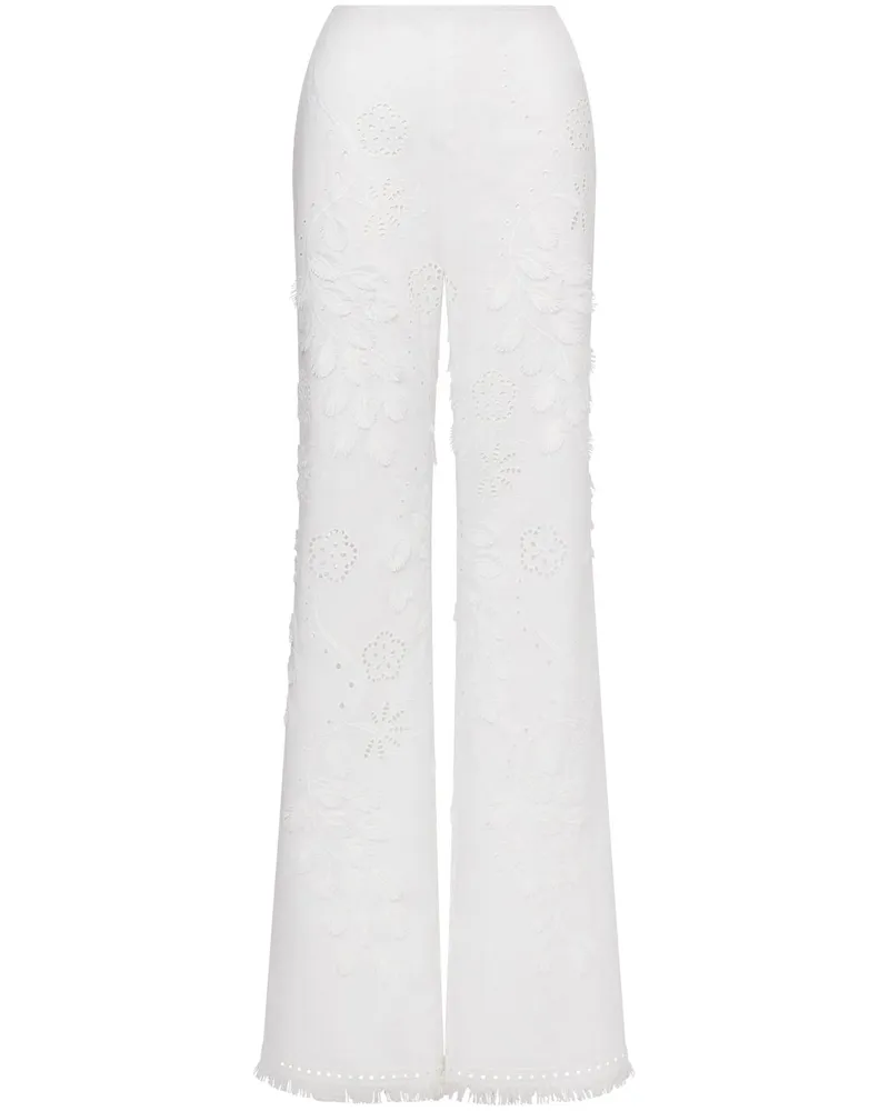 Alberta Ferretti Bestickte Palazzohose - Weiß Weiß