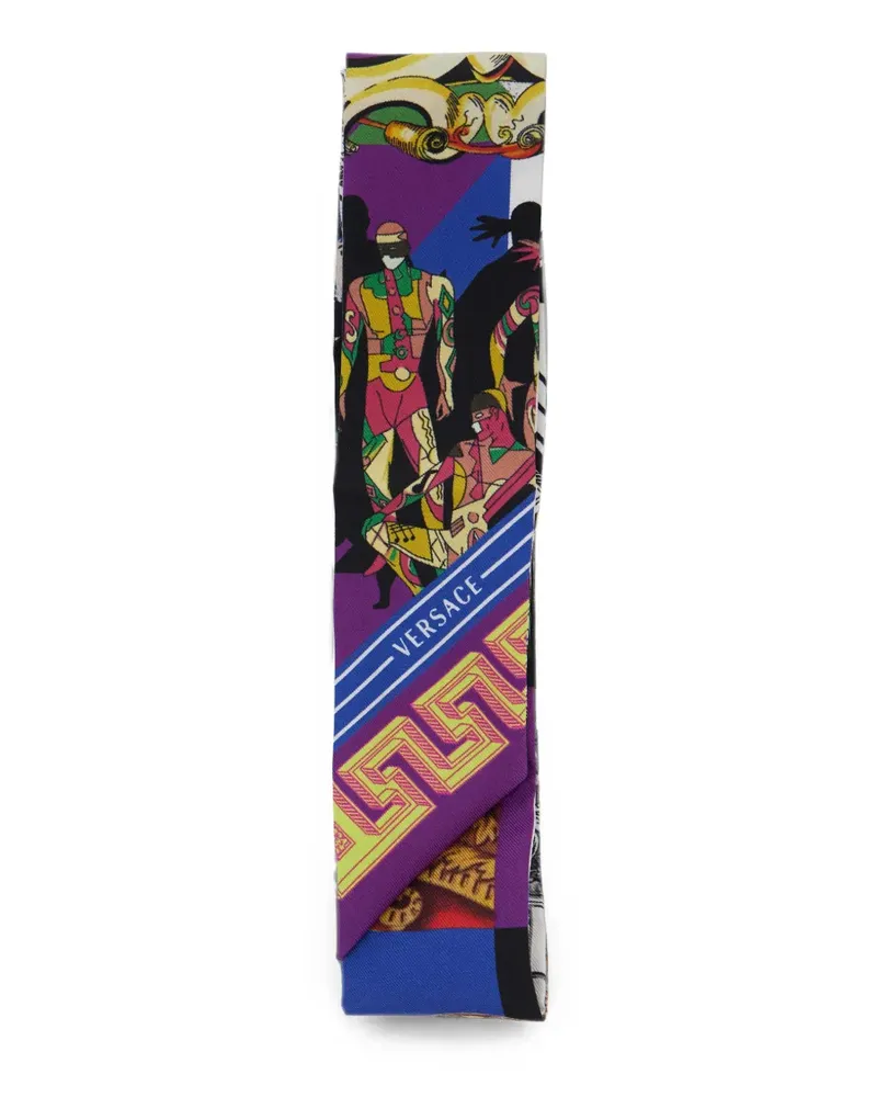 Versace Seidenschal mit Greca-Print - Violett Violett
