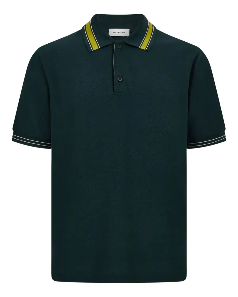 Ferragamo Poloshirt mit gestreiftem Kragen - Grün Grün