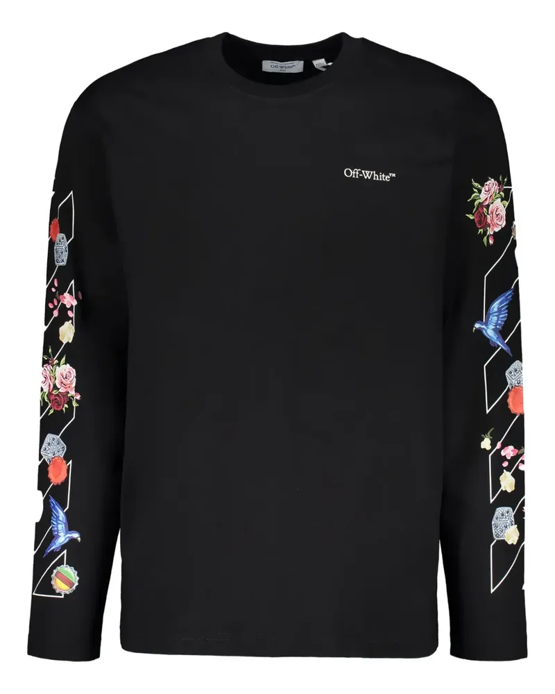 OFF-WHITE logo graphic long-sleeve T-shirt - Schwarz Schwarz