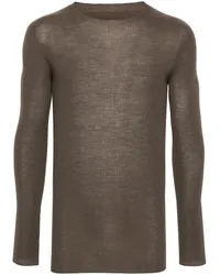 Rick Owens Gerippter Pullover mit rundem Ausschnitt Braun