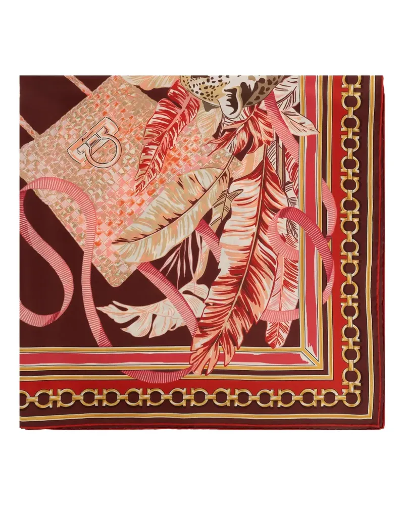 Ferragamo Schal mit Feline-Print - Rot Rot