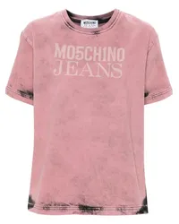 Moschino Twill-T-Shirt mit Logo-Print Rosa