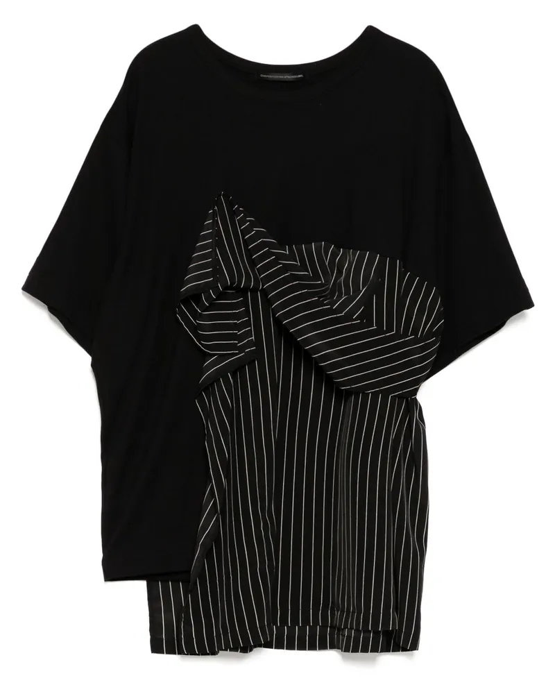 Yohji Yamamoto T-Shirt mit Kontrasteinsätzen - Schwarz Schwarz