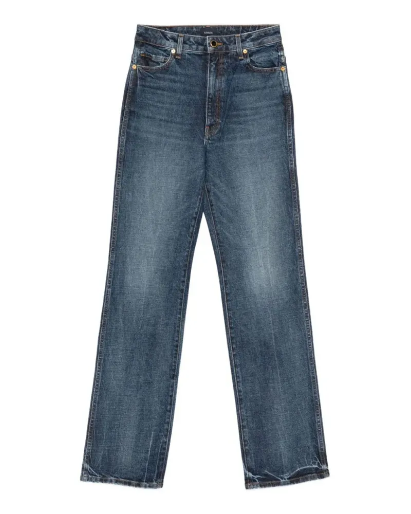 KHAITE Danielle high-rise straight-leg cotton jeans - Blau Blau