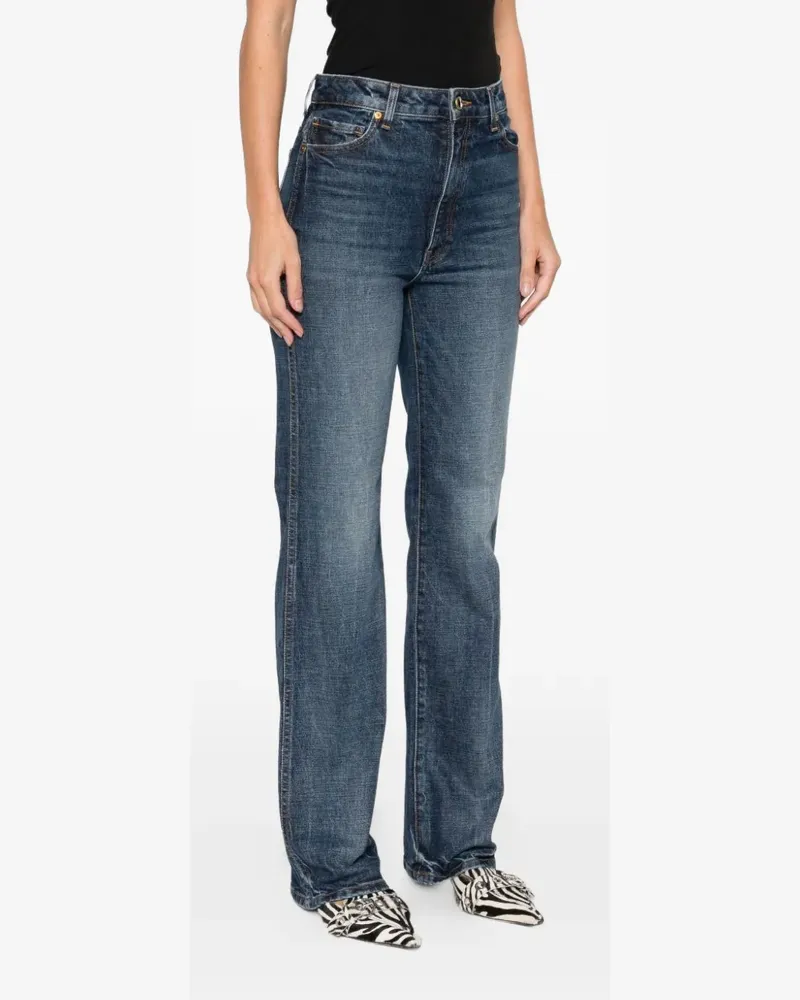KHAITE Danielle high-rise straight-leg cotton jeans - Blau Blau
