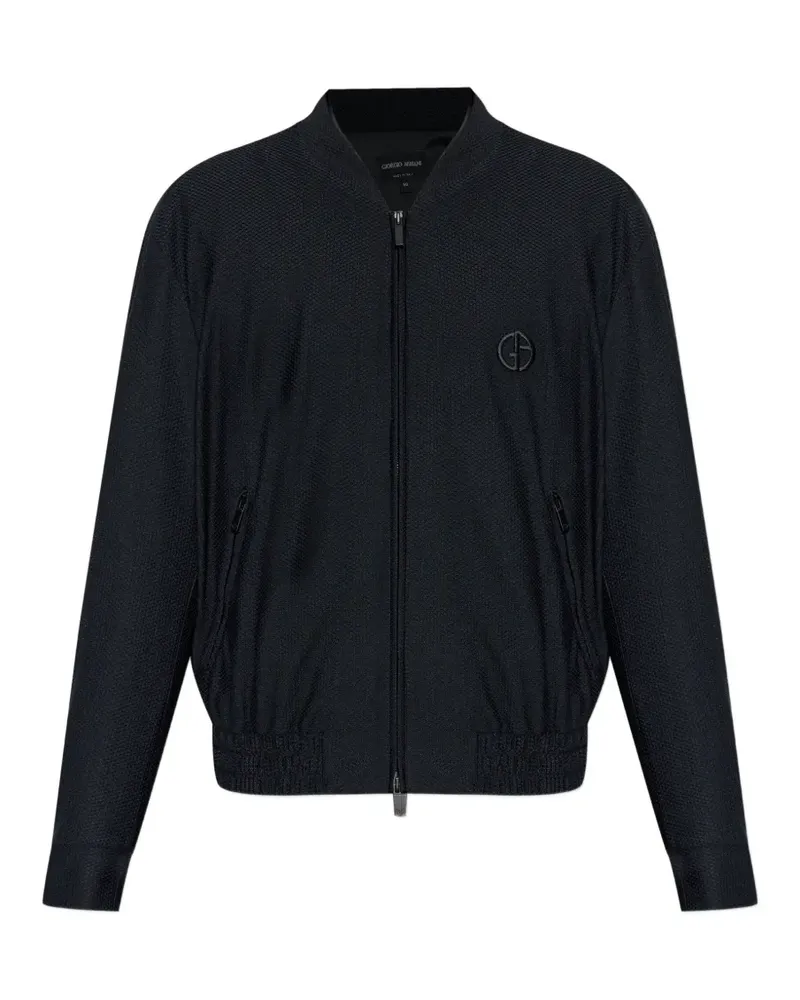 Giorgio Armani logo-embroidered bomber jacket - Schwarz Schwarz