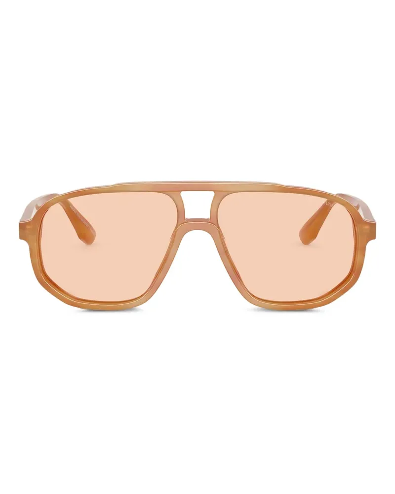 Emporio Armani striped pilot sunglasses - Nude Nude