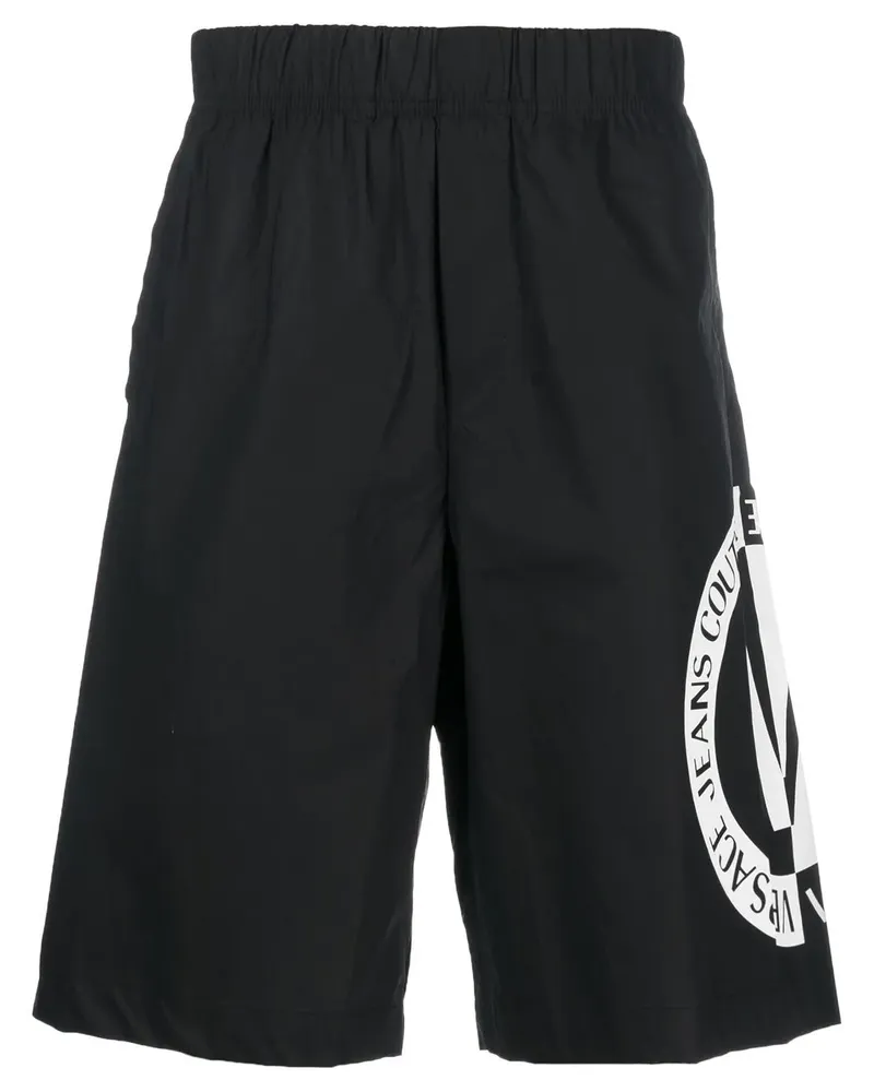 Versace Jeans Shorts mit Logo-Print - Schwarz Schwarz