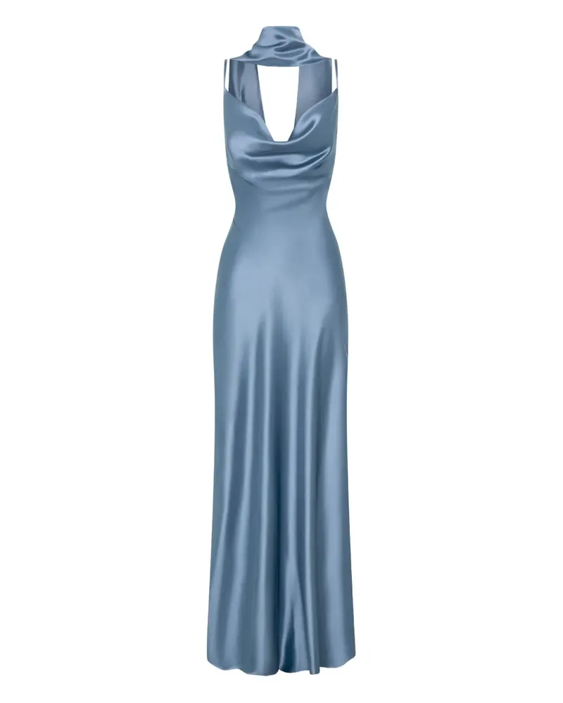 NICHOLAS Maxikleid mit Schalkragen - Blau Blau