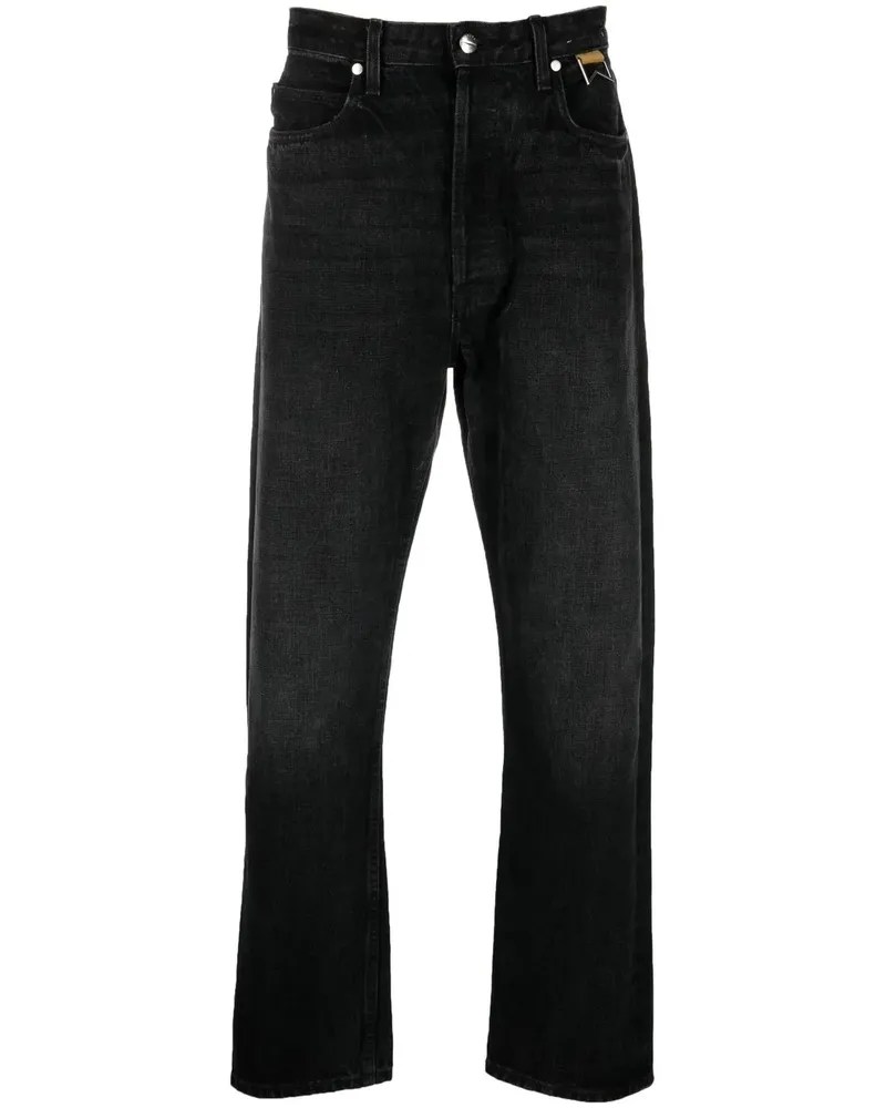 RHUDE Halbhohe Straight-Leg-Jeans - Schwarz Schwarz