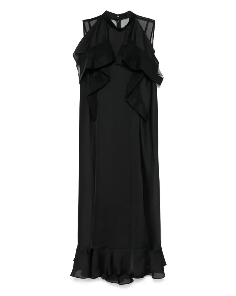 Sacai Mittellanges Chiffonkleid - Schwarz Schwarz