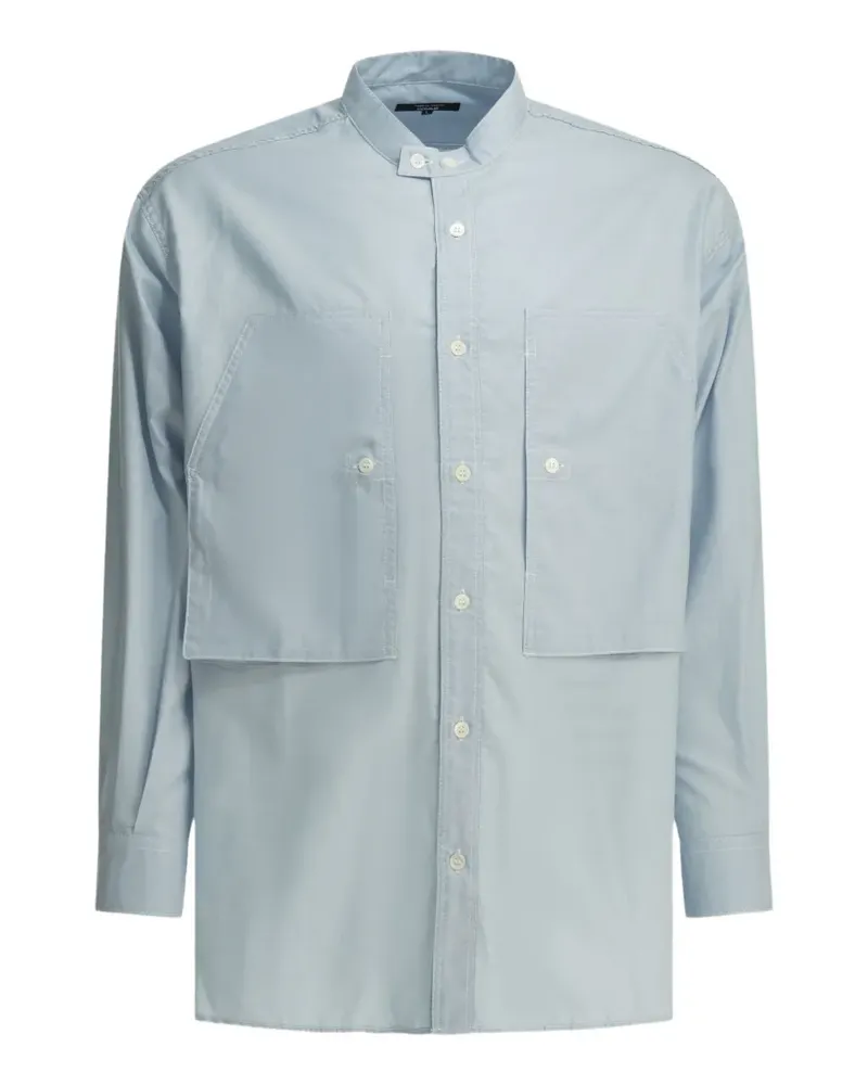 Comme des Garçons band-collar patch-pocket shirt - Blau Blau