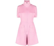Pink Zip Fastening Short Sleeve Mini Dress