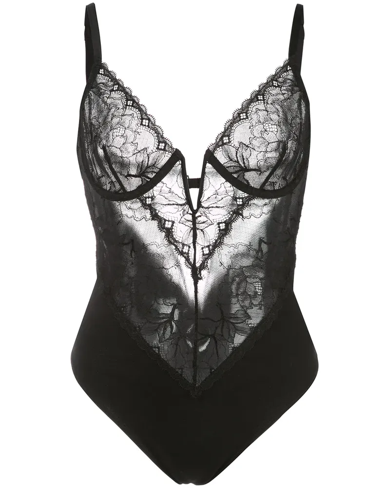 Fleur Du Mal Gardenia' Body aus Spitze - Schwarz Schwarz
