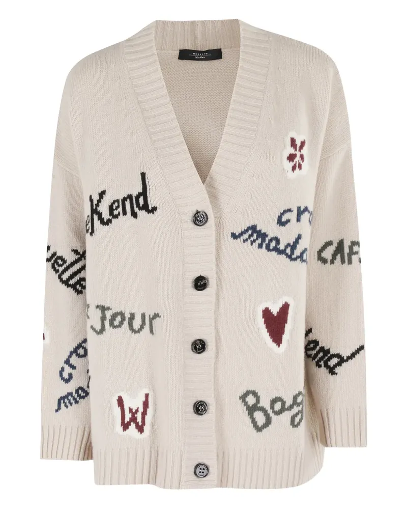 Max Mara Cardigan mit Schriftzug - Nude Nude