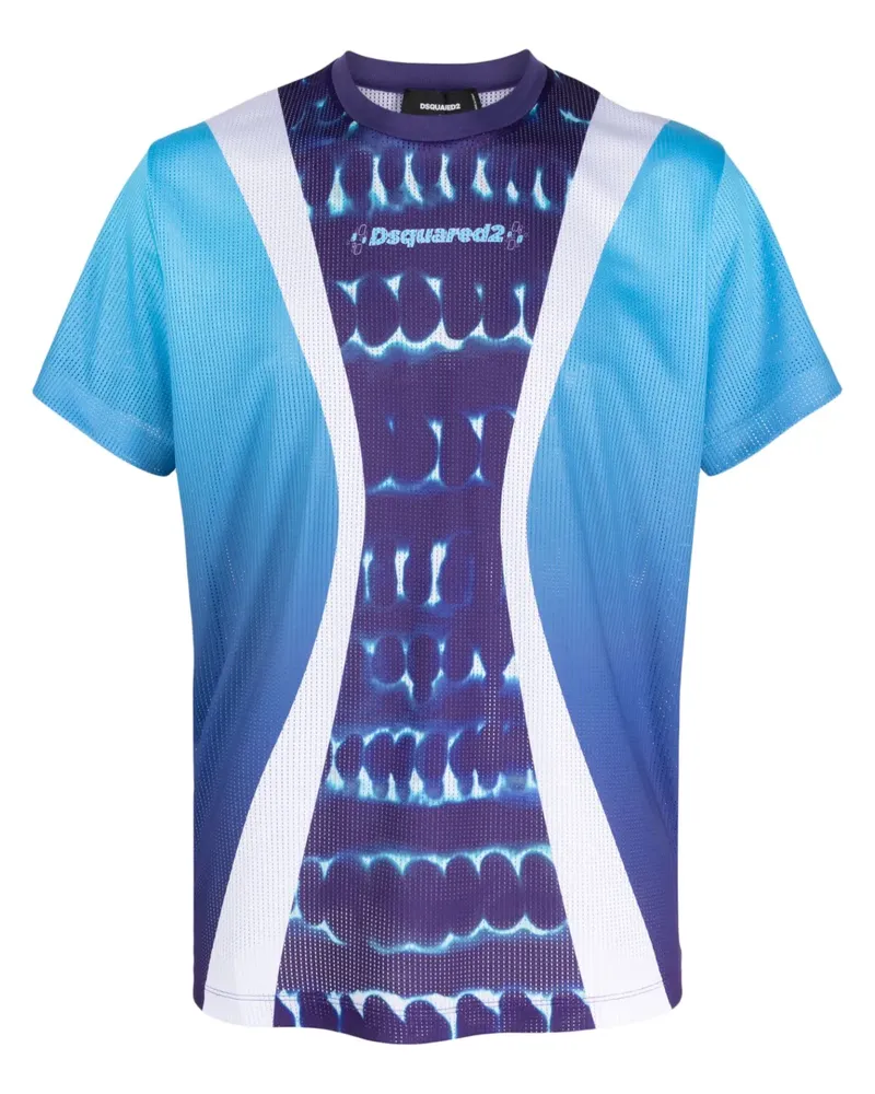 Dsquared2 T-Shirt in Mesh-Optik - Blau Blau