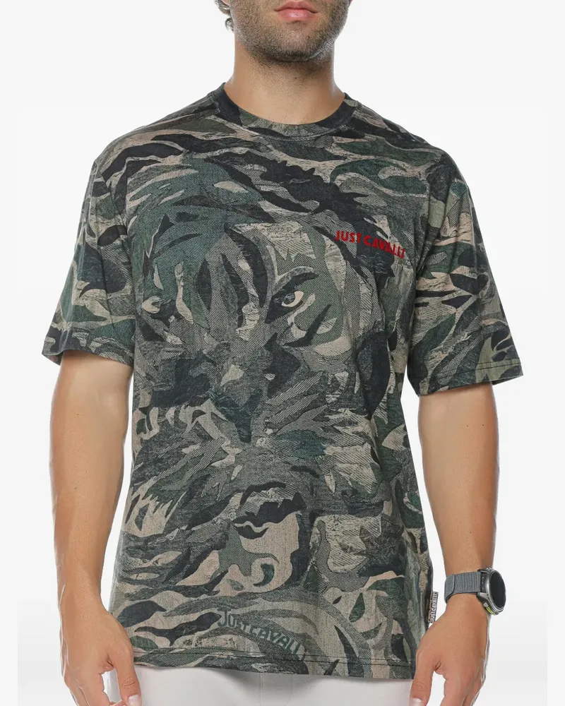 Just Cavalli tiger-camouflage t-shirt - Grün Grün