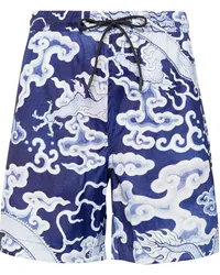 maharishi Badeshorts mit Cloud Dragon-Print Blau