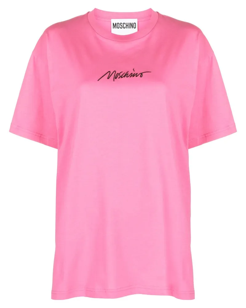 Moschino T-Shirt mit Logo-Stickerei - Rosa Rosa