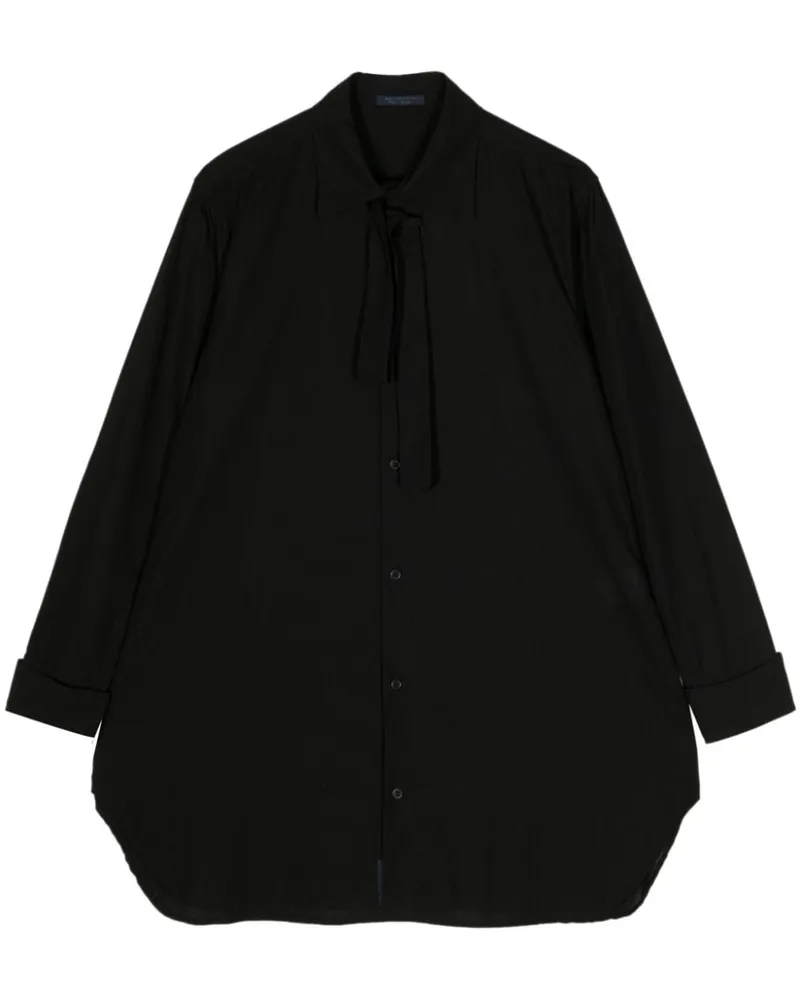 Yohji Yamamoto Hemd mit Schleifenkragen - Schwarz Schwarz