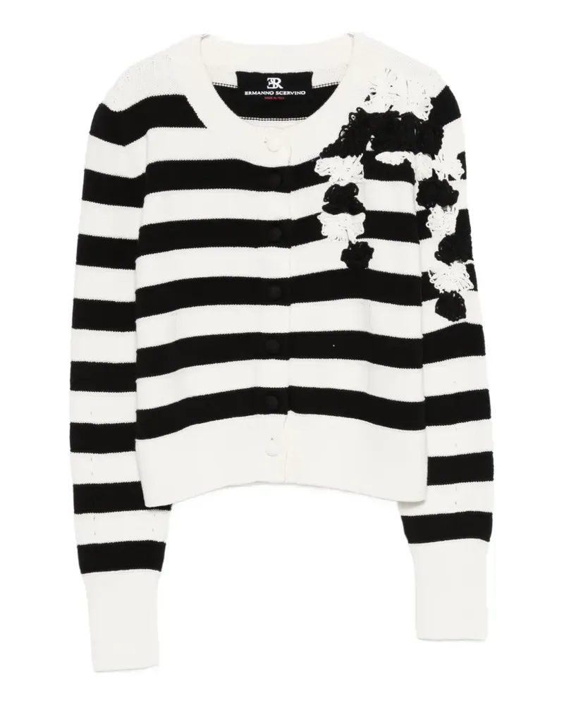 Ermanno Scervino striped floral cardigan - Weiß Weiß