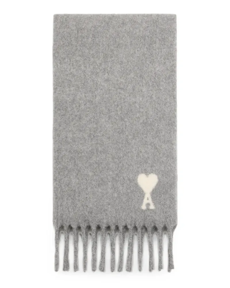AMI Paris Schal aus Alpaka mit Ami de Coeur - Grau Grau