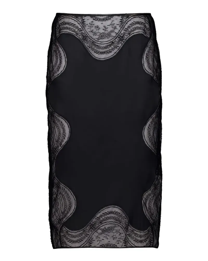 Tom Ford lace-panelled midi skirt - Schwarz Schwarz