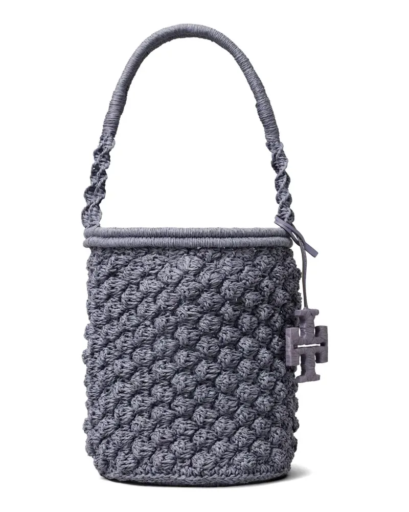 Tory Burch Ella hand-crocheted popcorn bucket bag - Grau Grau