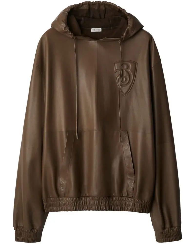 Burberry B Shield Hoodie aus Leder - Braun Braun