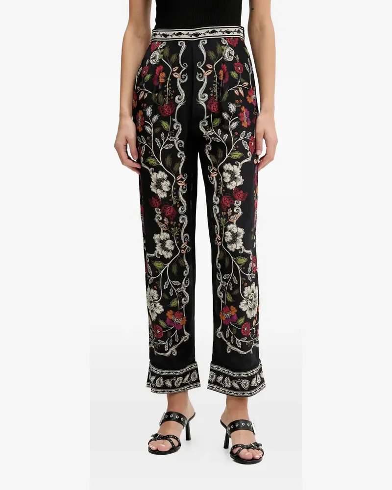 FARM Rio floral-print trousers - Schwarz Schwarz