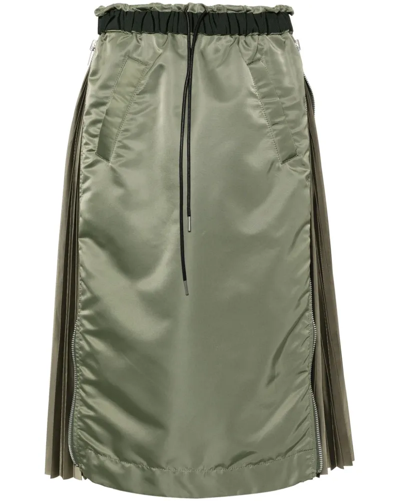 Sacai Midirock mit Falten - Grün Grün
