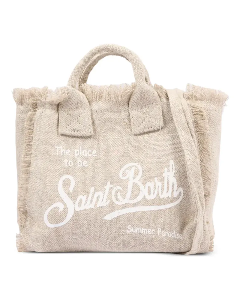 MC2 Saint Barth Logo-Print-Tote Bag mit Fransen - Nude Nude
