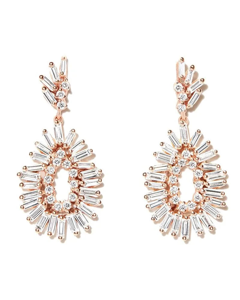 Suzanne Kalan 14kt Rotgoldohrringe mit Diamanten - Rosa Rosa