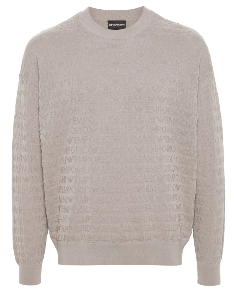 Emporio Armani Pullover mit Jacquard-Logo Grau