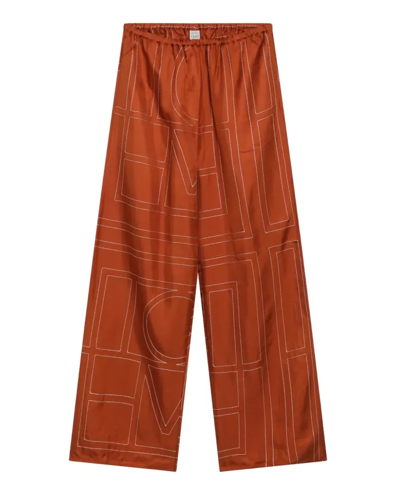 Totême Monogram Pijama-Hose aus Seide - Orange Orange