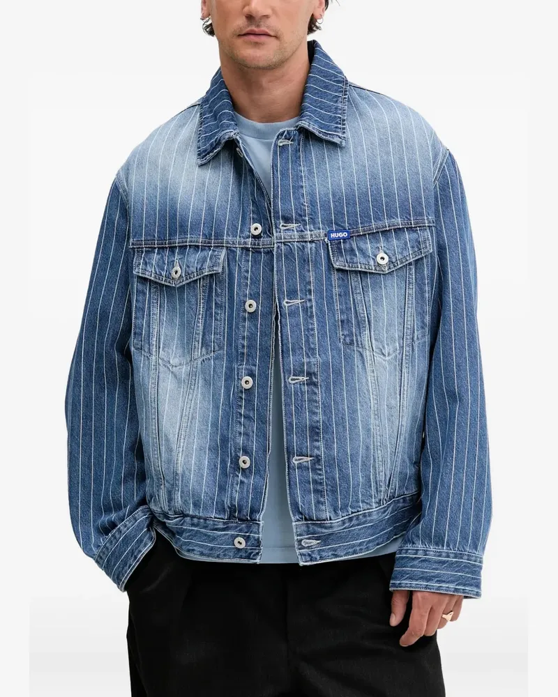 HUGO BOSS Jeansjacke mit Nadelstreifen - Blau Blau