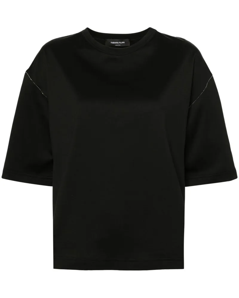 Fabiana Filippi T-Shirt mit Perlen - Schwarz Schwarz