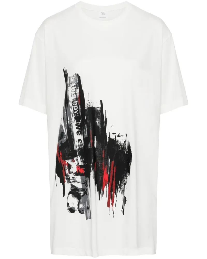 Yohji Yamamoto T-Shirt mit grafischem Print - Weiß Weiß