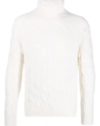 Tagliatore Rollkragenpullover mit Zopfmuster Weiß