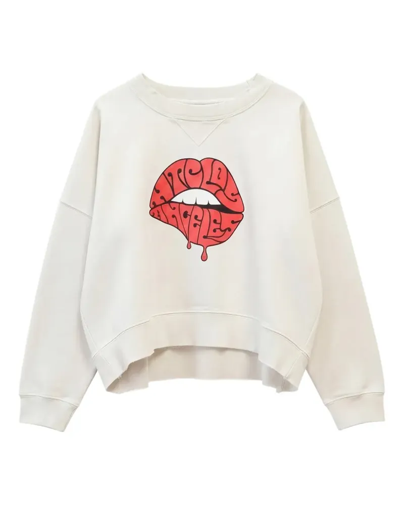 HTC Hollywood Trading Company lip-print studded sweatshirt - Weiß Weiß